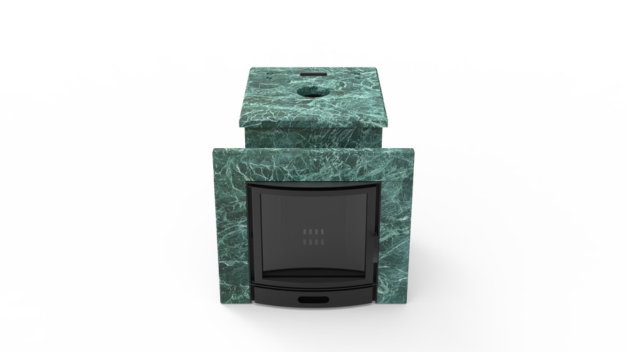 Печь в облицовке из натурального камня Genesis GN 500 облицовка закрытая плоская пироксенит-элит фото в Москве