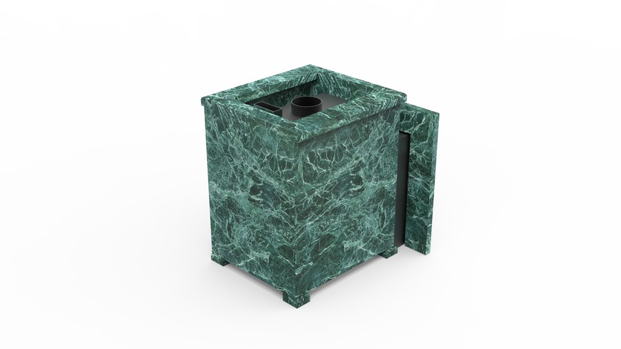 Печь в облицовке из натурального камня Genesis GN 500 облицовка открытая пироксенит-элит фото в Москве