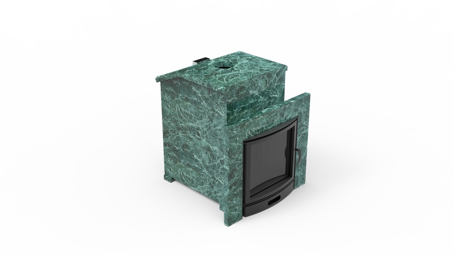 Печь в облицовке из натурального камня Genesis GN 500 облицовка закрытая со скосом талькохлорит-шлифовка фото в Москве