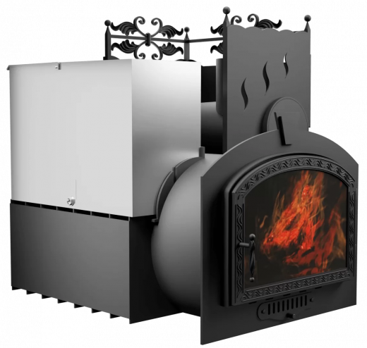 Печь Горыныч 3 с конвекцией, каменка с правой стороны, большая дверь со стеклом фото в Москве Печь Горыныч 3 с конвекцией, каменка с правой стороны, большая дверь со стеклом фото в Москве