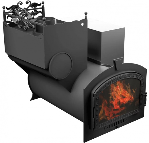 Печь Горыныч 3, каменка закрытая с левой стороны, большая дверь со стеклом фото в Москве Печь Горыныч 3, каменка закрытая с левой стороны, большая дверь со стеклом фото в Москве