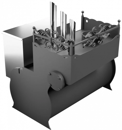 Печь Горыныч 3, каменка закрытая с парогенератором с левой стороны, малая дверь со стеклом фото в Москве