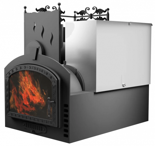 Печь Горыныч 3, каменка с левой стороны, большая дверь со стеклом, система воздушного отопления фото в Москве Печь Горыныч 3, каменка с левой стороны, большая дверь со стеклом, система воздушного отопления фото в Москве