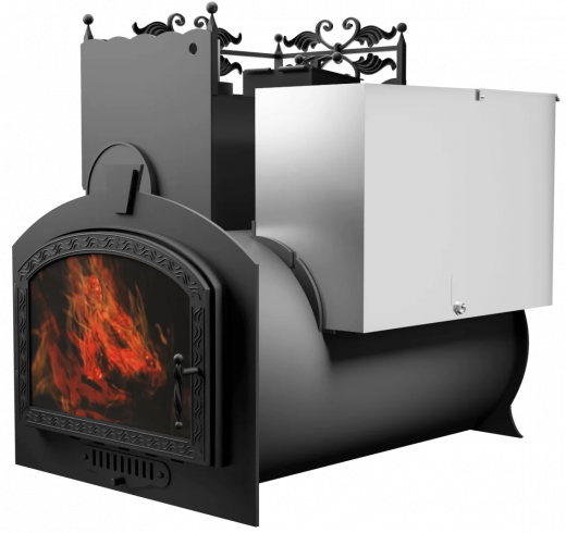 Печь Горыныч 3, каменка закрытая с левой стороны, большая дверь со стеклом фото в Москве Печь Горыныч 3, каменка закрытая с левой стороны, большая дверь со стеклом фото в Москве