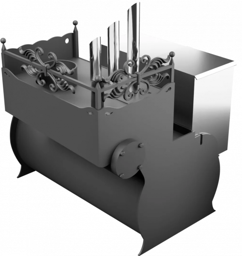 Печь Горыныч 3, каменка закрытая с парогенератором с правой стороны, малая дверь со стеклом фото в Москве