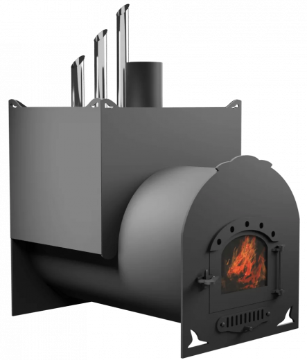 Печь Горыныч Мини, двойная каменка закрытая с парогенератором, малая дверь со стеклом фото в Москве Печь Горыныч Мини, двойная каменка закрытая с парогенератором, малая дверь со стеклом фото в Москве