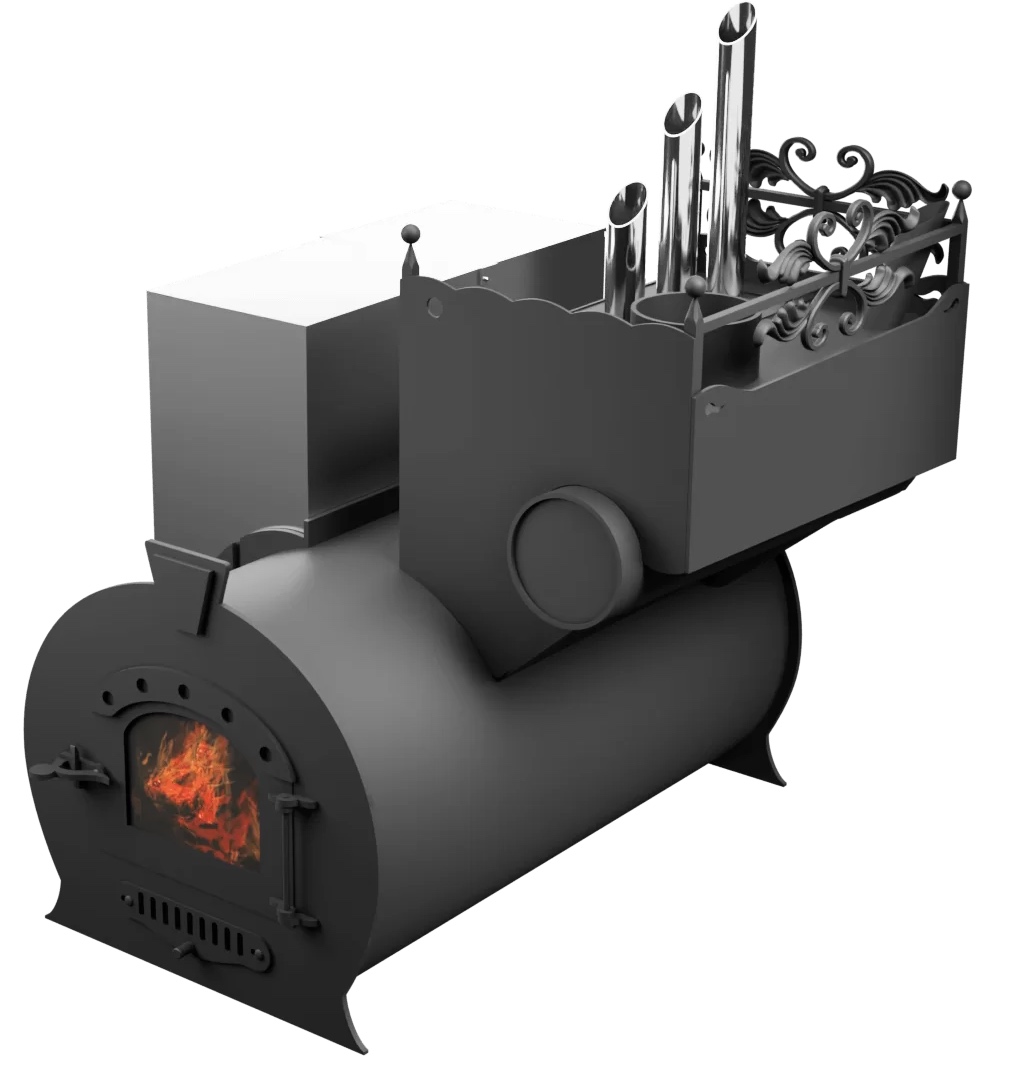 Печь Горыныч 3, каменка закрытая с парогенератором с правой стороны, малая дверь со стеклом фото в Москве Печь Горыныч 3, каменка закрытая с парогенератором с правой стороны, малая дверь со стеклом фото в Москве
