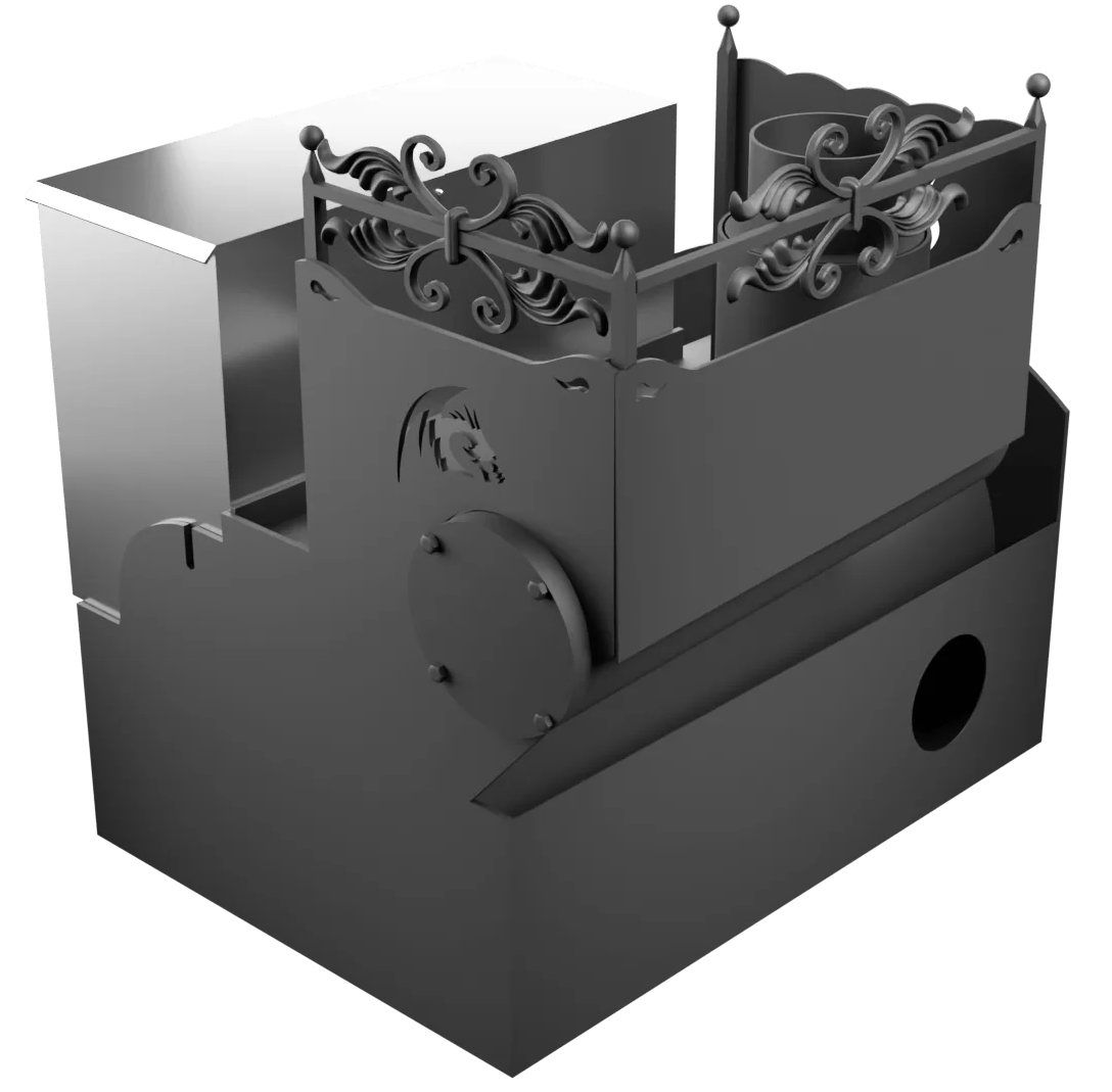 Печь Горыныч 3, каменка с левой стороны, большая дверь со стеклом, система воздушного отопления фото в Москве Печь Горыныч 3, каменка с левой стороны, большая дверь со стеклом, система воздушного отопления фото в Москве