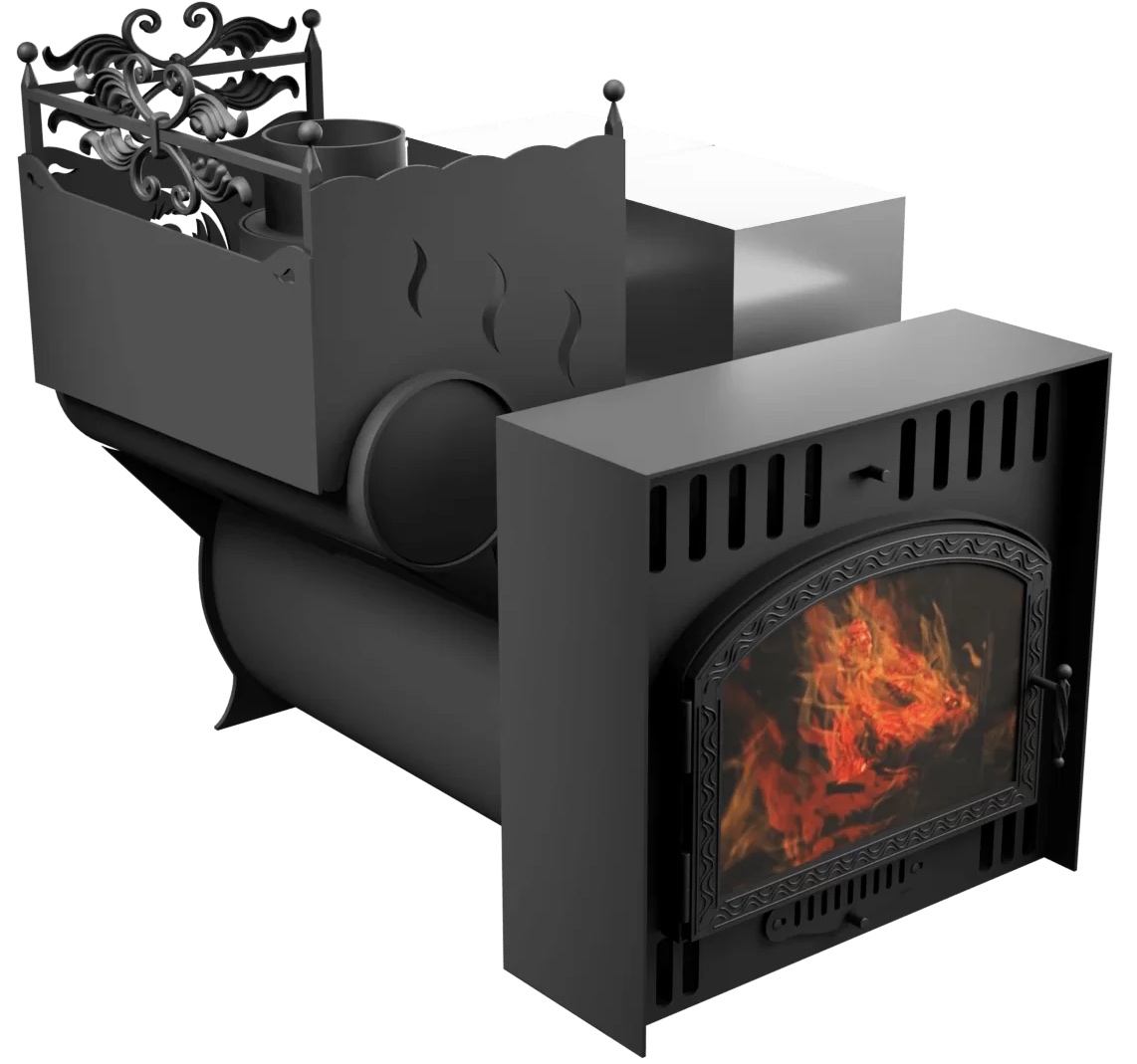 Печь Горыныч 3, каменка с левой стороны, большая дверь со стеклом, естественная система воздушного отопления фото в Москве Печь Горыныч 3, каменка с левой стороны, большая дверь со стеклом, естественная система воздушного отопления фото в Москве