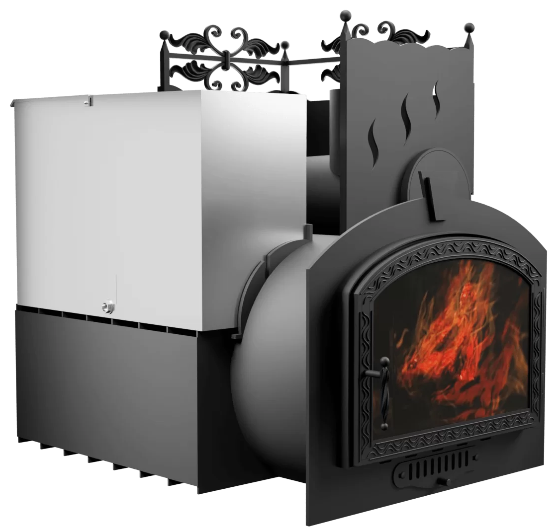 Печь Горыныч 3 с конвекцией, каменка с правой стороны, большая дверь со стеклом фото в Москве Печь Горыныч 3 с конвекцией, каменка с правой стороны, большая дверь со стеклом фото в Москве