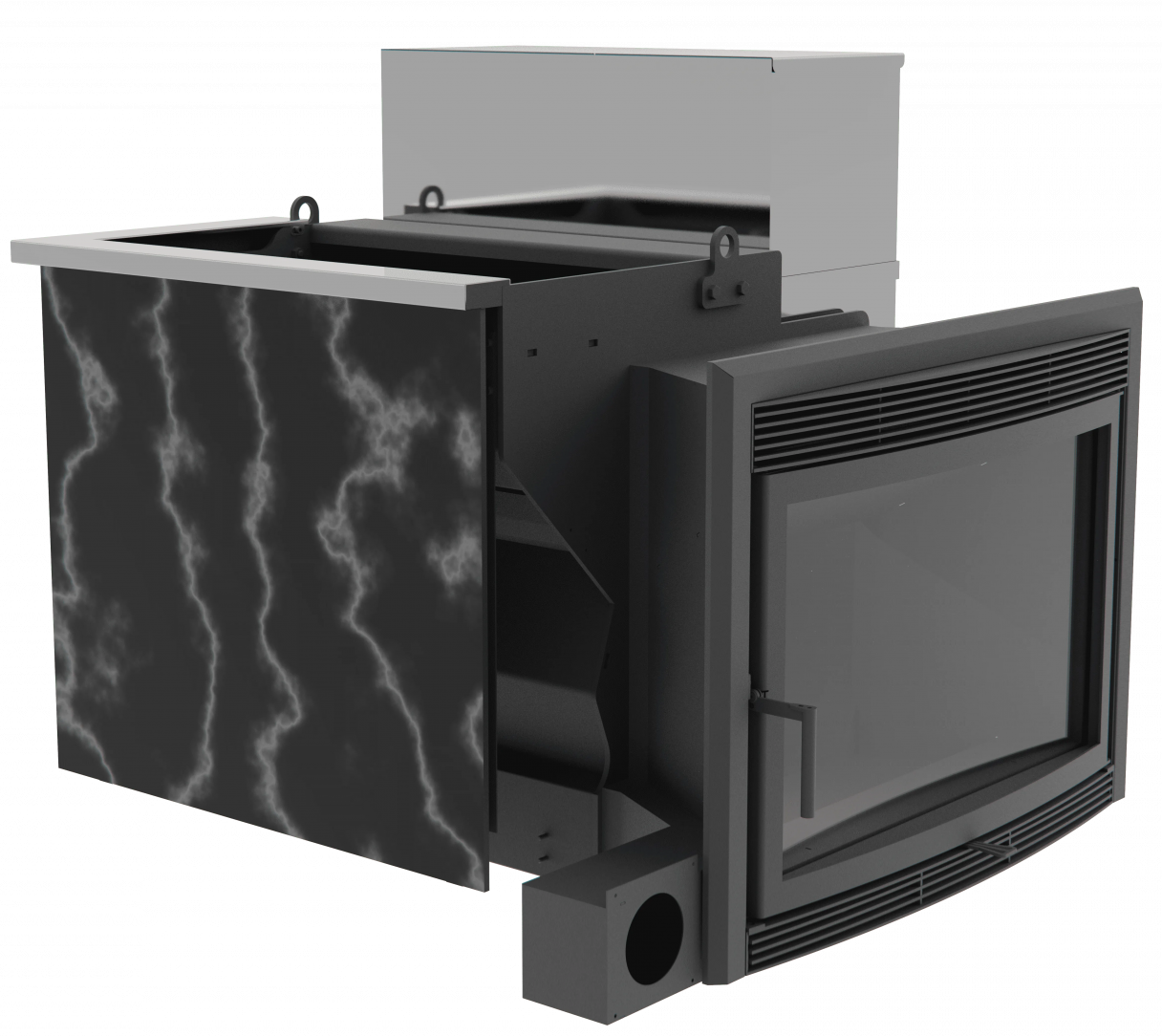 Банный камин 500, сталь+СВО фото в Москве Банный камин 500, сталь+СВО фото в Москве