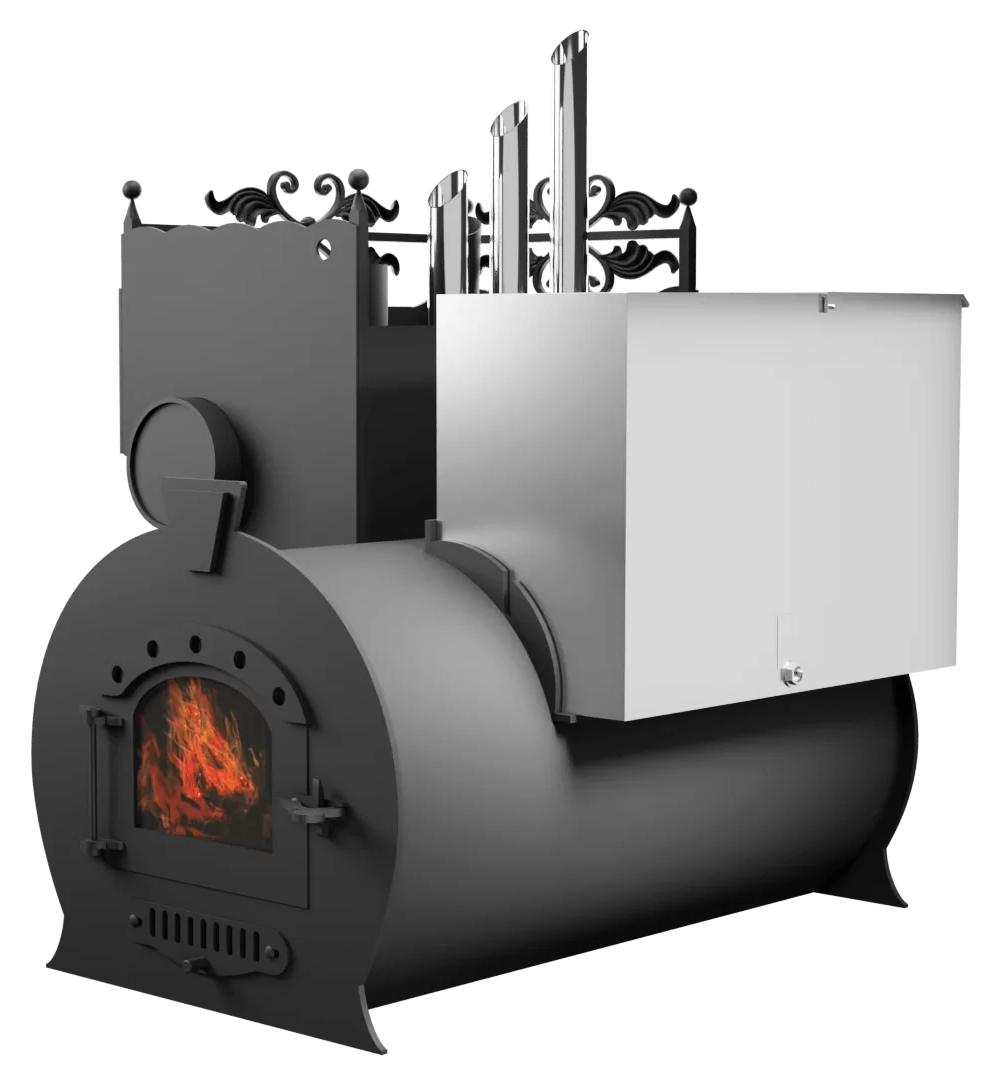 Печь Горыныч 3, каменка закрытая с парогенератором с левой стороны, малая дверь со стеклом фото в Москве Печь Горыныч 3, каменка закрытая с парогенератором с левой стороны, малая дверь со стеклом фото в Москве