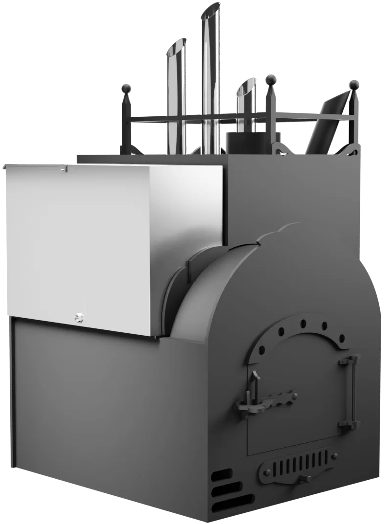Печь Горыныч Мини, каменка закрытая с парогенератором с правой стороны, система воздушного отопления фото в Москве Печь Горыныч Мини, каменка закрытая с парогенератором с правой стороны, система воздушного отопления фото в Москве
