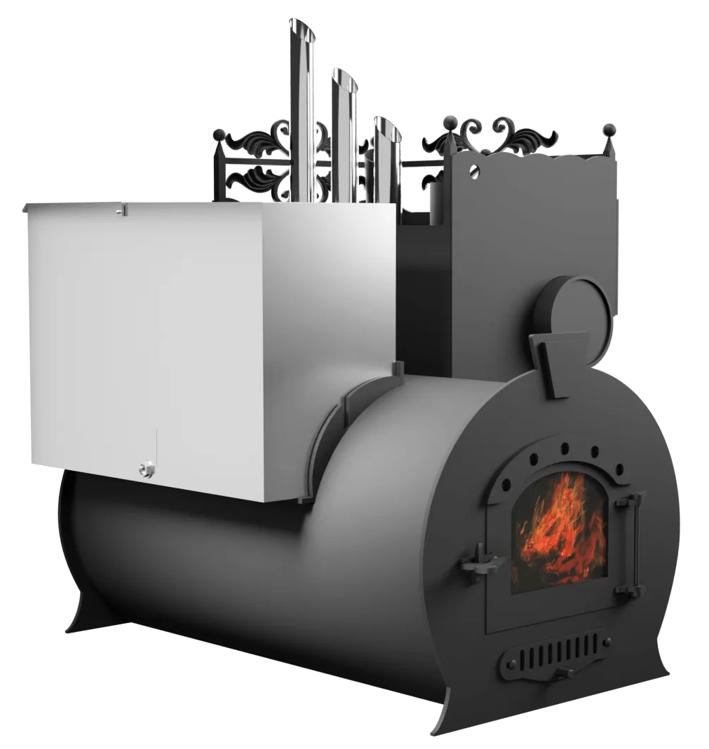 Печь Горыныч 3, каменка закрытая с парогенератором с правой стороны, малая дверь со стеклом фото в Москве Печь Горыныч 3, каменка закрытая с парогенератором с правой стороны, малая дверь со стеклом фото в Москве