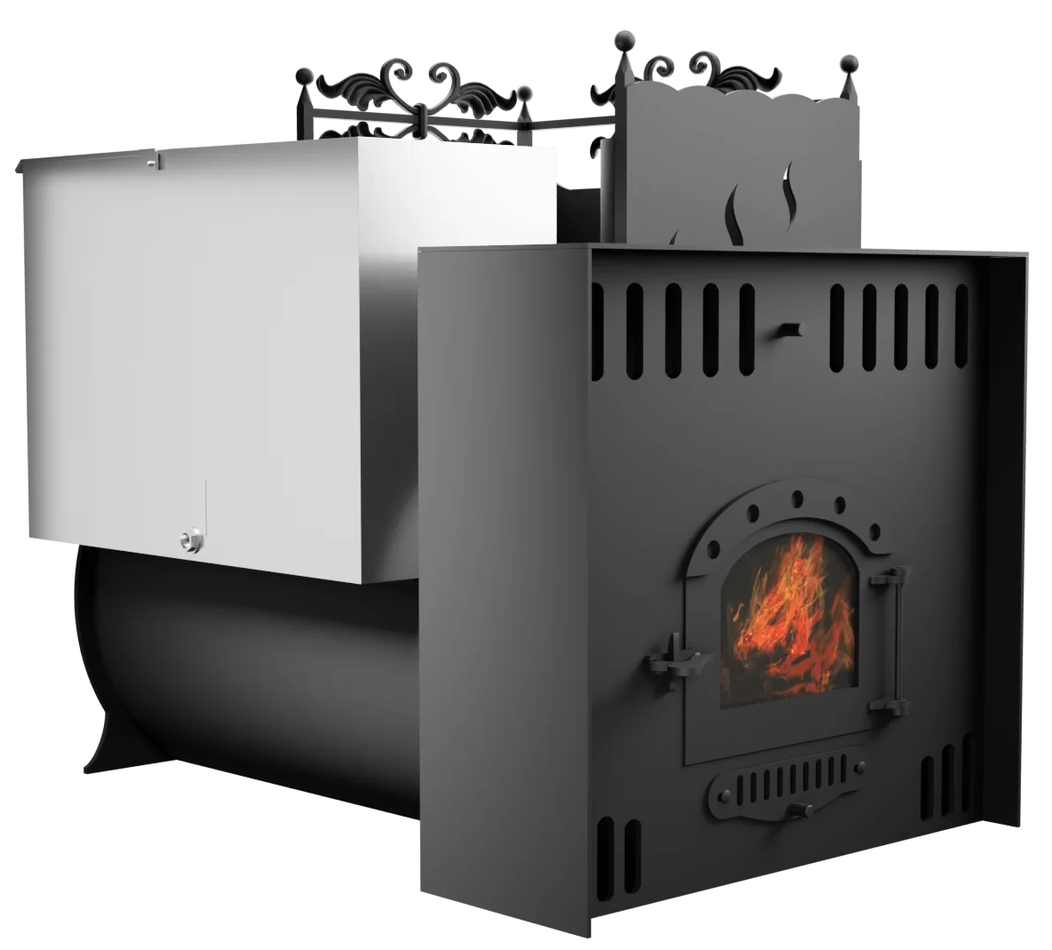 Печь Горыныч 3, каменка с правой стороны, малая дверь со стеклом, естественная система воздушного отопления фото в Москве Печь Горыныч 3, каменка с правой стороны, малая дверь со стеклом, естественная система воздушного отопления фото в Москве