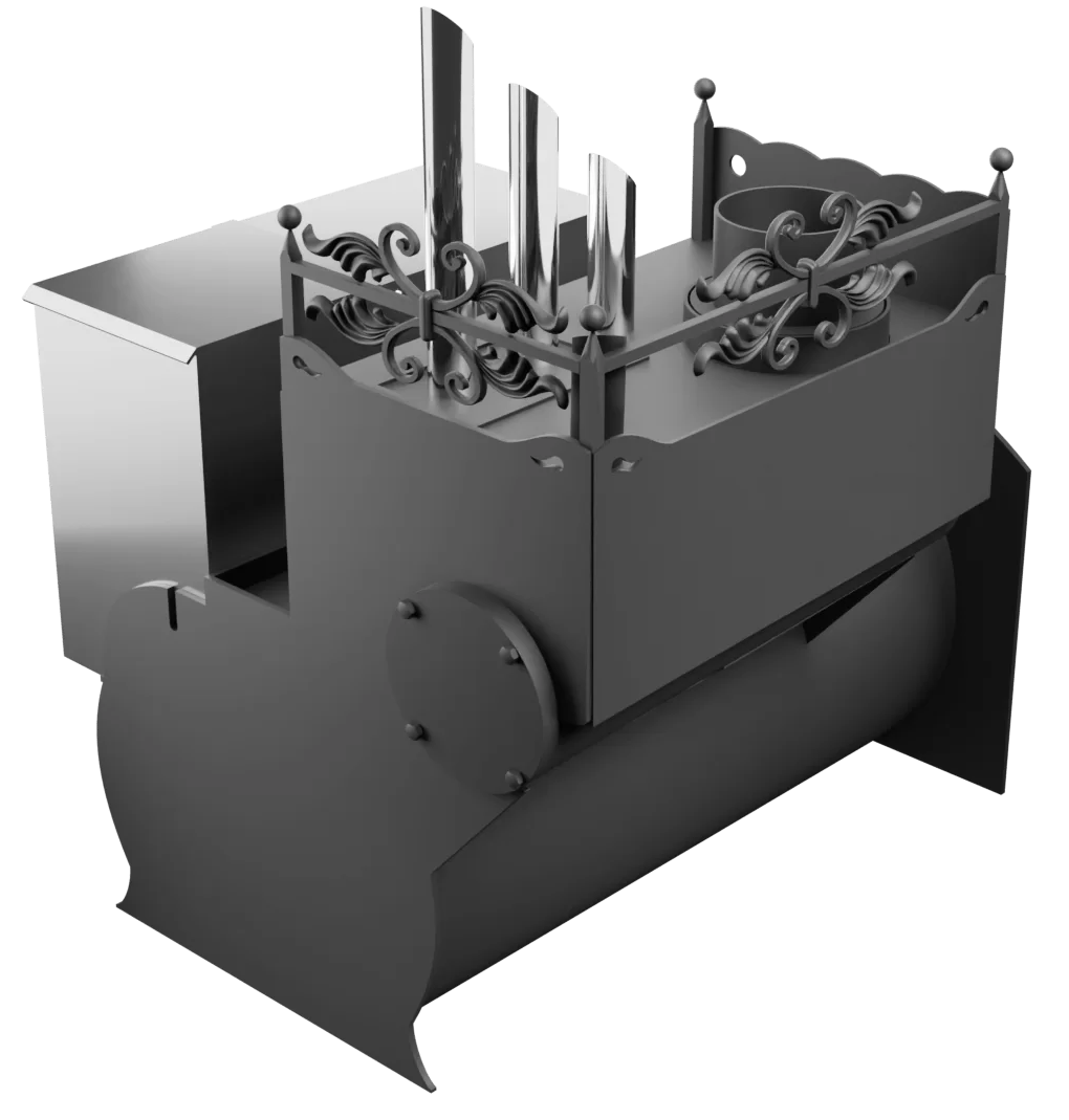 Печь Горыныч 3, каменка закрытая с парогенератором с левой стороны, большая дверь со стеклом фото в Москве Печь Горыныч 3, каменка закрытая с парогенератором с левой стороны, большая дверь со стеклом фото в Москве
