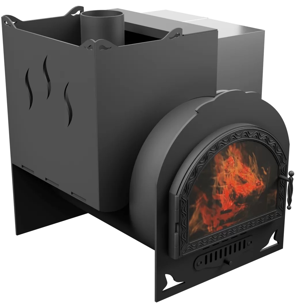 Печь Горыныч Мини, каменка с левой стороны, средняя дверь со стеклом фото в Москве Печь Горыныч Мини, каменка с левой стороны, средняя дверь со стеклом фото в Москве