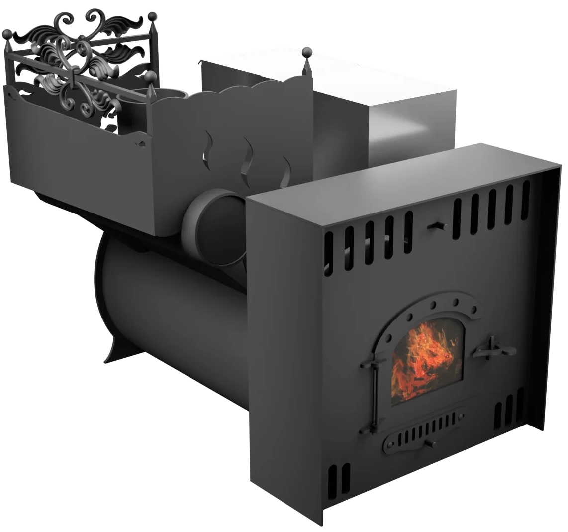 Печь Горыныч 3, каменка с левой стороны, малая дверь со стеклом, естественная система воздушного отопления фото в Москве Печь Горыныч 3, каменка с левой стороны, малая дверь со стеклом, естественная система воздушного отопления фото в Москве