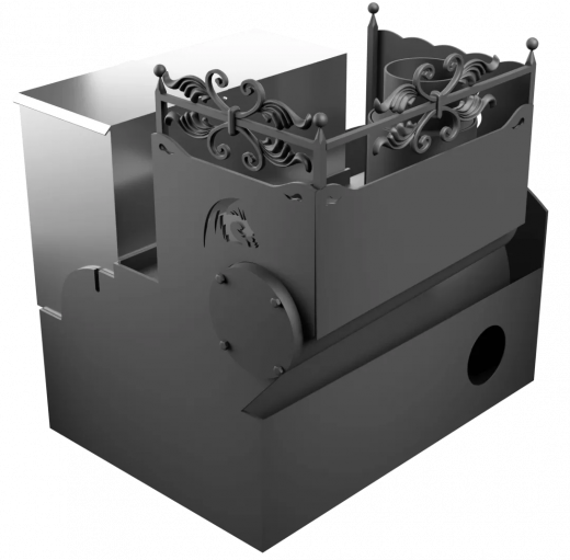 Печь Горыныч 3, каменка с левой стороны, большая дверь со стеклом, система воздушного отопления фото в Москве Печь Горыныч 3, каменка с левой стороны, большая дверь со стеклом, система воздушного отопления фото в Москве