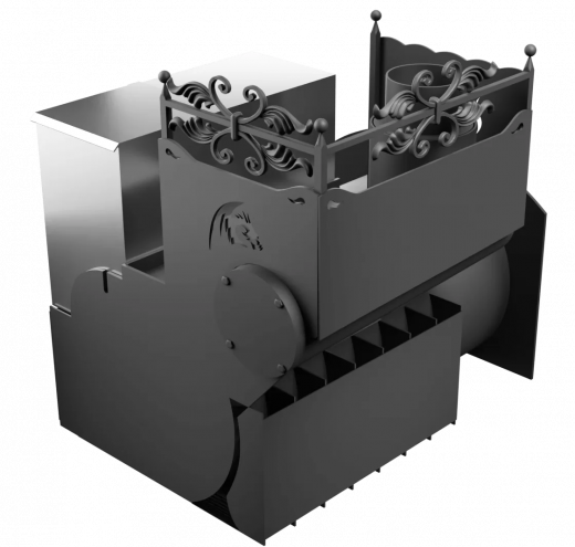 Печь Горыныч 3 с конвекцией, каменка с левой стороны, большая дверь со стеклом фото в Москве Печь Горыныч 3 с конвекцией, каменка с левой стороны, большая дверь со стеклом фото в Москве