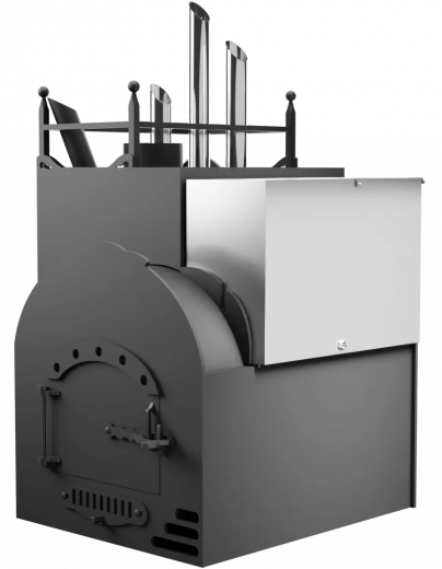 Печь Горыныч Мини, каменка закрытая с парогенератором с левой стороны, система воздушного отопления фото в Москве Печь Горыныч Мини, каменка закрытая с парогенератором с левой стороны, система воздушного отопления фото в Москве