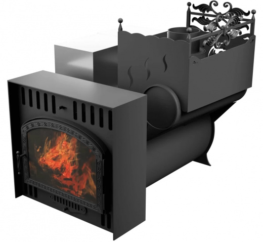 Печь Горыныч 3, каменка с правой стороны, большая дверь со стеклом, естественная система воздушного отопления фото в Москве Печь Горыныч 3, каменка с правой стороны, большая дверь со стеклом, естественная система воздушного отопления фото в Москве
