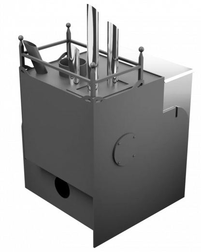 Печь Горыныч Мини, каменка закрытая с парогенератором с правой стороны, система воздушного отопления фото в Москве Печь Горыныч Мини, каменка закрытая с парогенератором с правой стороны, система воздушного отопления фото в Москве