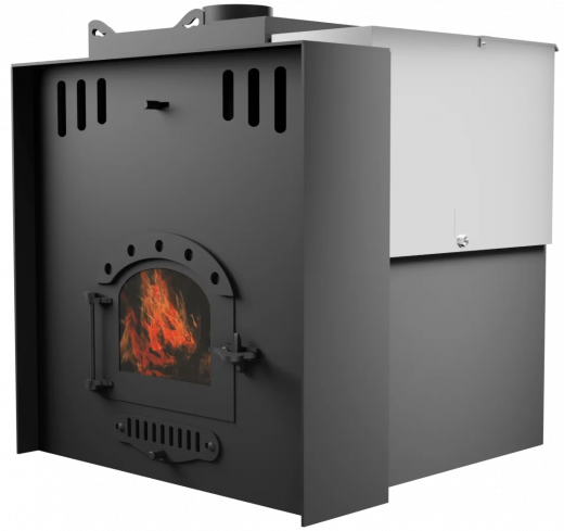 Печь Горыныч Мини, каменка с левой стороны, малое стекло, система воздушного отопления с порталом фото в Москве Печь Горыныч Мини, каменка с левой стороны, малое стекло, система воздушного отопления с порталом фото в Москве